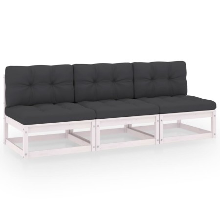 3-seater garden sofa with solid pine wood cushions by vidaXL, Outdoor sofas - Ref: Foro24-3076350, Price: 289,38 €, Discount: %