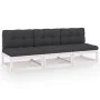 3-seater garden sofa with solid pine wood cushions by vidaXL, Outdoor sofas - Ref: Foro24-3076350, Price: 285,12 €, Discount: %