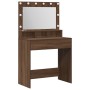 Mesa de Tocador con Luces LED en Roble Marrón 79x41x135 cm by , Bedroom Dressers - Ref: Foro24-865115, Price: 115,14 €, Disco...