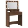 Mesa de Tocador con Luces LED en Roble Marrón 79x41x135 cm by , Bedroom Dressers - Ref: Foro24-865115, Price: 115,14 €, Disco...