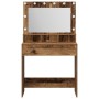 Mesa de tocador con luces LED de madera antigua 79x41x135 cm de , Tocadores para dormitorios - Ref: Foro24-865116, Precio: 11...