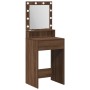 Escritorio de Maquillaje con Luces LED - Roble Marrón - 50x41x135 cm de , Tocadores para dormitorios - Ref: Foro24-865124, Pr...