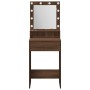 Escritorio de Maquillaje con Luces LED - Roble Marrón - 50x41x135 cm de , Tocadores para dormitorios - Ref: Foro24-865124, Pr...