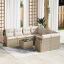 Conjunto de sofá de jardín 9 pcs Beige 55 x 55 x 37 cm