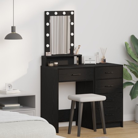 Mesa de tocador con luces LED en color roble negro 50x41x140 cm de , Tocadores para dormitorios - Ref: Foro24-865155, Precio:...