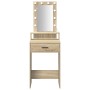 Tocador con Luces LED - Roble Sonoma - 50x41x140 cm de , Tocadores para dormitorios - Ref: Foro24-865156, Precio: 94,56 €, De...
