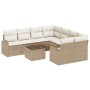 Conjunto de sofá de jardín 9 pcs Beige 55 x 55 x 37 cm