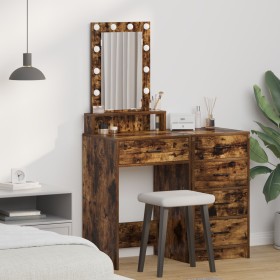 Mesa de Tocador con Luces LED Roble Ahumado 50x41x140 cm by , Bedroom Dressers - Ref: Foro24-865158, Price: 91,09 €, Discount: %