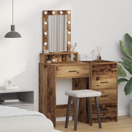 Mesa de tocador con luces LED Madera vieja 50x41x140 cm de , Tocadores para dormitorios - Ref: Foro24-865161, Precio: 94,56 €...