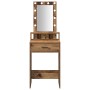 Mesa de tocador con luces LED Madera vieja 50x41x140 cm de , Tocadores para dormitorios - Ref: Foro24-865161, Precio: 94,56 €...