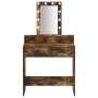 Mesa de tocador con luces LED en roble ahumado 79x41x140 cm de , Tocadores para dormitorios - Ref: Foro24-865167, Precio: 116...