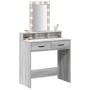 Mesa de tocador con luces LED Gris Sonoma 79x41x140 cm de , Tocadores para dormitorios - Ref: Foro24-865168, Precio: 119,91 €...