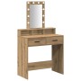 Mesa de tocador rústica con luces LED de roble 79x41x140 cm von , Schlafzimmerkommoden - Ref: Foro24-865171, Preis: 116,45 €,...
