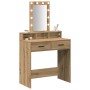 Mesa de tocador rústica con luces LED de roble 79x41x140 cm von , Schlafzimmerkommoden - Ref: Foro24-865171, Preis: 116,45 €,...