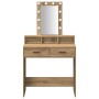 Mesa de tocador rústica con luces LED de roble 79x41x140 cm von , Schlafzimmerkommoden - Ref: Foro24-865171, Preis: 116,45 €,...