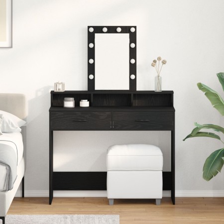 Mesa de tocador con luces LED, Roble Negro, 100x41x140 cm de , Tocadores para dormitorios - Ref: Foro24-865173, Precio: 128,9...