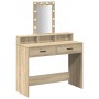 Mesa de tocador con luces LED Roble Sonoma 100x41x140 cm de , Tocadores para dormitorios - Ref: Foro24-865174, Precio: 121,29...