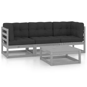 4-teiliges Gartenmöbel-Set mit Kissen aus massivem Kiefernholz von vidaXL, Gartensets - Ref: Foro24-3076376, Preis: 278,22 €,...