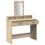 Mesa de tocador con luces LED Roble Sonoma 100x41x140 cm de , Tocadores para dormitorios - Ref: Foro24-865174, Precio: 121,29...