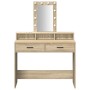 Mesa de tocador con luces LED Roble Sonoma 100x41x140 cm de , Tocadores para dormitorios - Ref: Foro24-865174, Precio: 121,29...