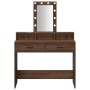 Mesa de maquillaje con luces LED de madera de roble marrón 100x41x140 cm de , Tocadores para dormitorios - Ref: Foro24-865178...