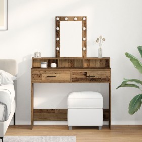 Mesa de Tocador con Luces LED de Madera Vieja