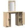 Mesa de Tocador con Luces LED en Roble Sonoma, 102x33x135 cm de , Tocadores para dormitorios - Ref: Foro24-865183, Precio: 12...