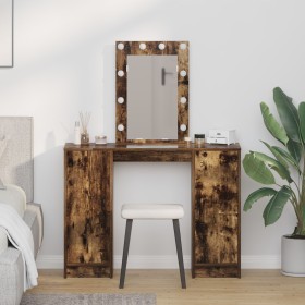 mesa de tocador con luces LED Roble Ahumado 102x33x135 cm by , Bedroom Dressers - Ref: Foro24-865185, Price: 121,62 €, Discou...