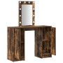 mesa de tocador con luces LED Roble Ahumado 102x33x135 cm de , Tocadores para dormitorios - Ref: Foro24-865185, Precio: 126,2...