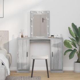 Mesa de tocador con luces LED gris Sonoma 102x33x135 cm by , Bedroom Dressers - Ref: Foro24-865186, Price: 125,28 €, Discount: %