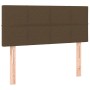 Cama box spring con colchón y LED tela marrón oscuro 120x200 cm