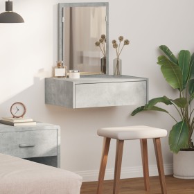 Mesa de tocador colgante gris concreto 60x40x70 cm