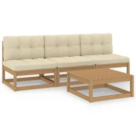 Garden furniture 4 pieces with cushions made of solid pine wood by vidaXL, Garden sets - Ref: Foro24-3076357, Price: 315,33 €...