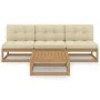 Muebles de jardín 4 piezas con cojines de madera de pino maciza de vidaXL, Conjuntos de jardín - Ref: Foro24-3076357, Precio:...