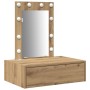 Mesa de tocador colgante con luces LED - Roble artesano de , Tocadores para dormitorios - Ref: Foro24-865225, Precio: 87,68 €...