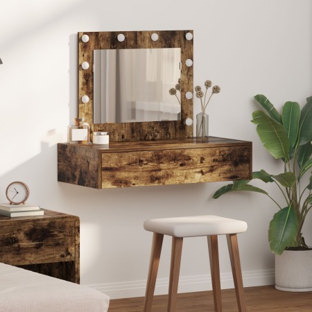 Mesa de tocador colgante con luces LED en roble ahumado de , Tocadores para dormitorios - Ref: Foro24-865230, Precio: 105,57 ...