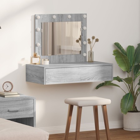 Mesa de tocador montada en la pared con luces LED gris sonoma de , Tocadores para dormitorios - Ref: Foro24-865231, Precio: 1...