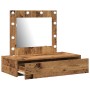 Mesa de Tocador Montada en la Pared con Luces LED de Madera Antigua de , Tocadores para dormitorios - Ref: Foro24-865233, Pre...