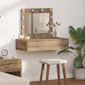 Tocador montado en la pared con luces LED de roble artesanal by , Bedroom Dressers - Ref: Foro24-865234, Price: 101,70 €, Dis...