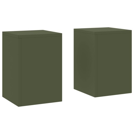Soportes para Plantas de Exterior Pilar 2 pcs Verde Oliva 24x24x35 cm Acero de , Soportes para macetas - Ref: Foro24-865809, ...