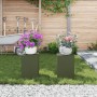 Soportes para Plantas de Exterior Pilar 2 pcs Verde Oliva 24x24x35 cm Acero de , Soportes para macetas - Ref: Foro24-865809, ...