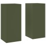 Soportes para Plantas de Exterior Pilar 2 pcs Verde Oliva 24x24x55 cm Acero | Foro24.es | Tu tienda online para hogar, jardín y más Foro24.es