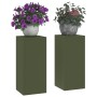 Soportes para Plantas de Exterior Pilar 2 pcs Verde Oliva 24x24x55 cm Acero | Foro24.es | Tu tienda online para hogar, jardín y más Foro24.es