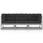 3-seater garden sofa with solid pine wood cushions by vidaXL, Outdoor sofas - Ref: Foro24-3076371, Price: 277,73 €, Discount: %