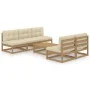 Muebles de jardín 6 piezas con cojines de madera de pino maciza de vidaXL, Conjuntos de jardín - Ref: Foro24-3076362, Precio:...