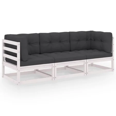 3-seater garden sofa with solid pine wood cushions by vidaXL, Outdoor sofas - Ref: Foro24-3076370, Price: 322,88 €, Discount: %