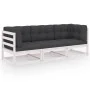 3-seater garden sofa with solid pine wood cushions by vidaXL, Outdoor sofas - Ref: Foro24-3076370, Price: 322,88 €, Discount: %