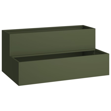 Macetero de jardín de 2 niveles 100x60x45 cm Verde oliva Acero von , Töpfe und Pflanzgefäße - Ref: Foro24-865872, Preis: 105,...