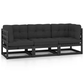 3-seater garden sofa with solid pine wood cushions by vidaXL, Outdoor sofas - Ref: Foro24-3076373, Price: 352,30 €, Discount: %