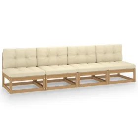 4-seater garden sofa with solid pine wood cushions by vidaXL, Outdoor sofas - Ref: Foro24-3076392, Price: 407,03 €, Discount: %